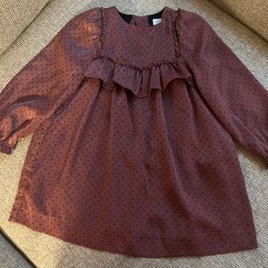 Zara burgundy/plum dress w| black polka dots, size 4-5t.